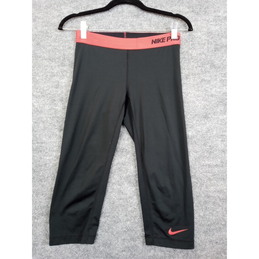 Nike Pro Capri Leggings Black Coral Activewear Athletic Workout Pants
